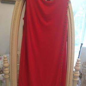 Emma & Michele Red Midi Dress with Side Stud Detail